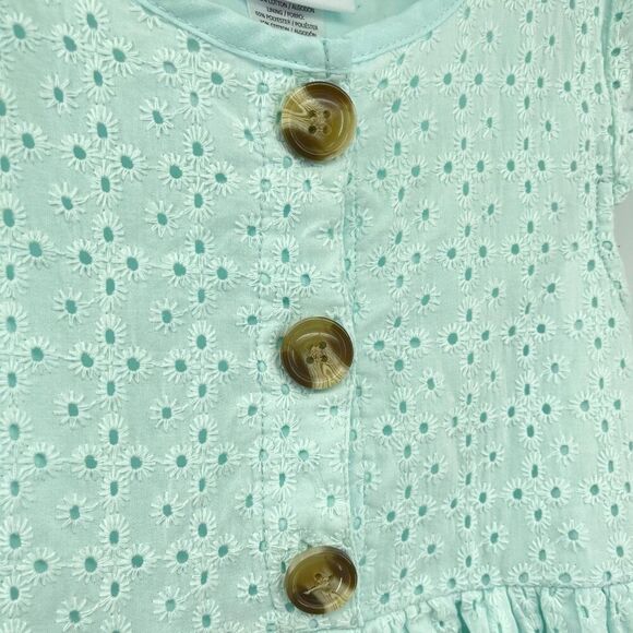 Little Lass Toddler Girls Aqua Eyelet Flutter Sleeve Dress 4T – A-Line - Picture 4 of 9